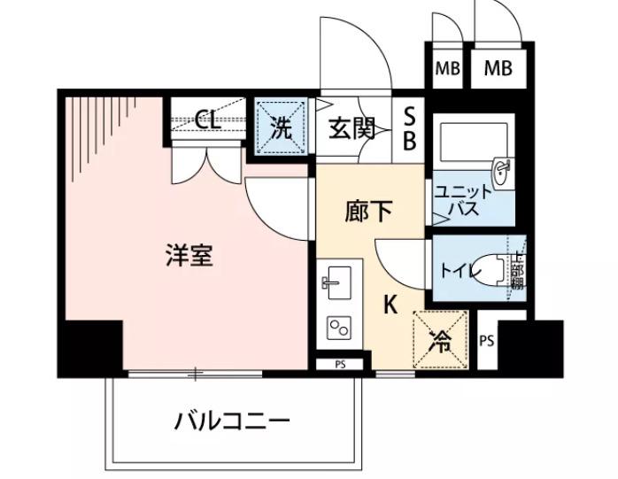 マイナビSTAYミライエ東麻布3丁目(1K/2階)の間取り写真