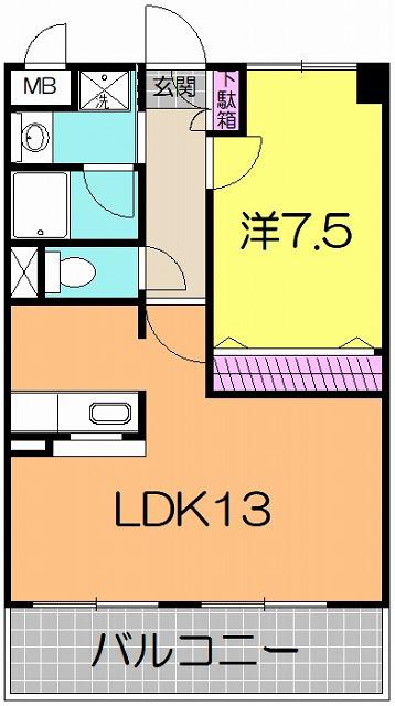 REST富沢(1LDK/2階)の間取り写真