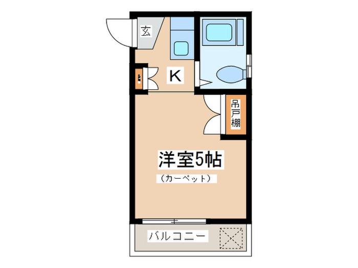 ルーストMK1ヴィレッジ(1K/2階)の間取り写真