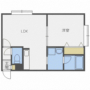 ブリリアント元町(1LDK/2階)の間取り写真