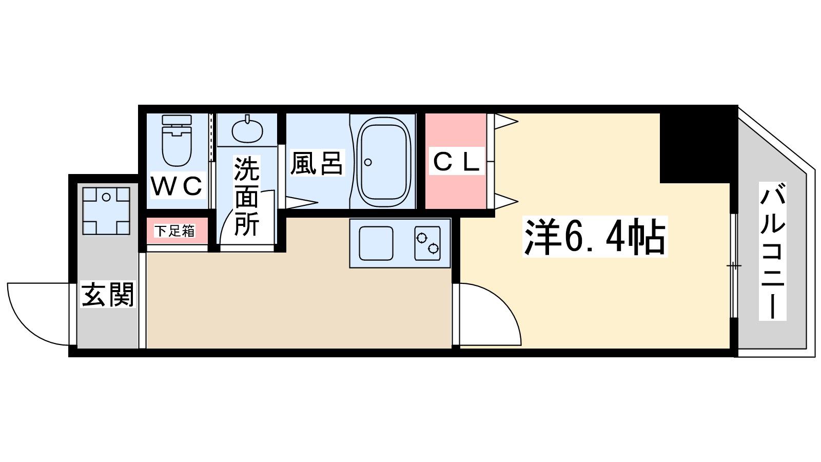 イベリスコート(1K/4階)の間取り写真