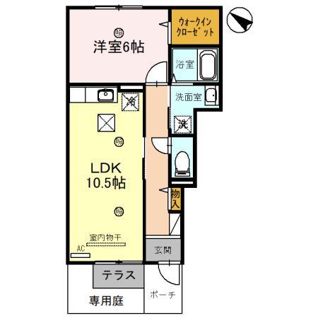 ウィニング(1LDK/1階)の間取り写真