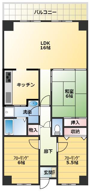 PHOENIX COURT 交野I(3LDK/2階)の間取り写真