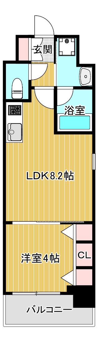 アーバネックス京橋プライマリーワン(1LDK/8階)の間取り写真