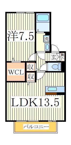 K-ウェル II(1LDK/2階)の間取り写真