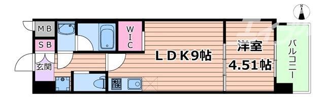 レオングラン本町橋(1LDK/14階)の間取り写真