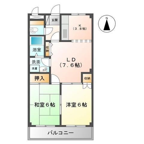 LIXHAMANO リックス ハマノ(2LDK/3階)の間取り写真