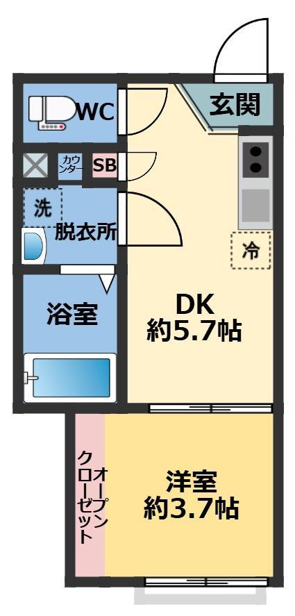 メゾン・ドゥ・アッシュ習志野(1DK/1階)の間取り写真