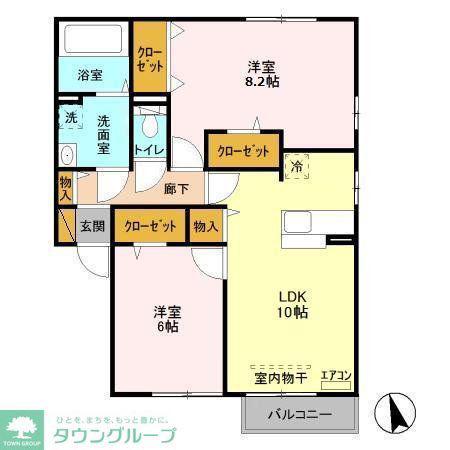 ベルレージュE(2LDK/2階)の間取り写真
