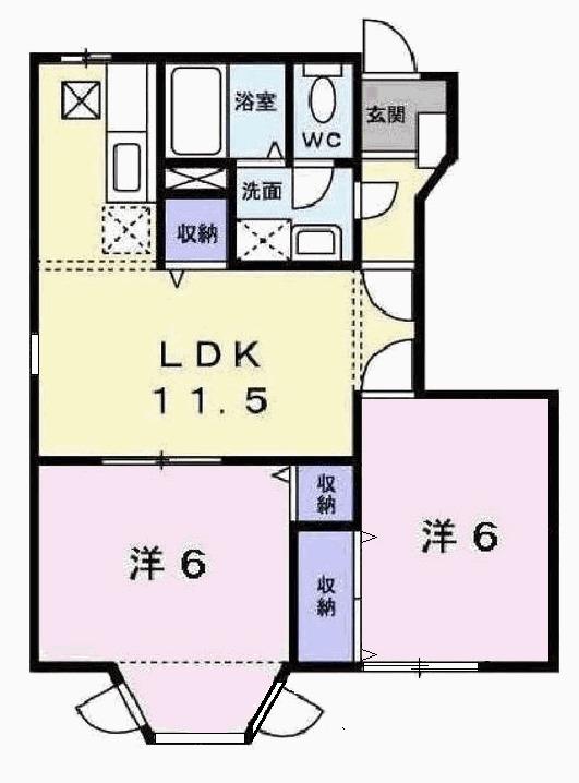 ツインコートS(2LDK/1階)の間取り写真