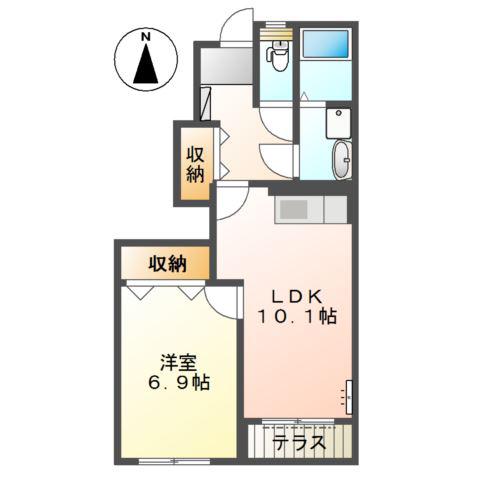 スカイコートM(1LDK/1階)の間取り写真