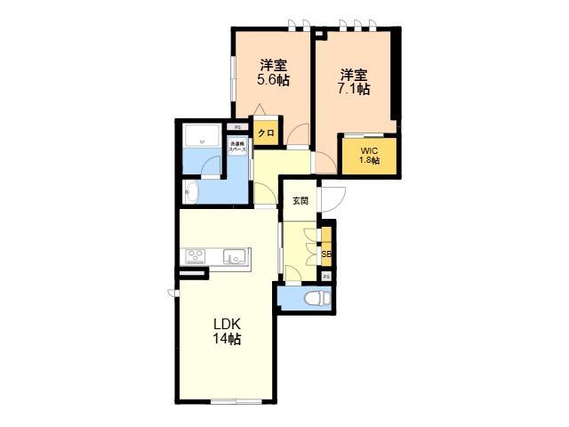 PLANCHER西新(2LDK/1階)の間取り写真