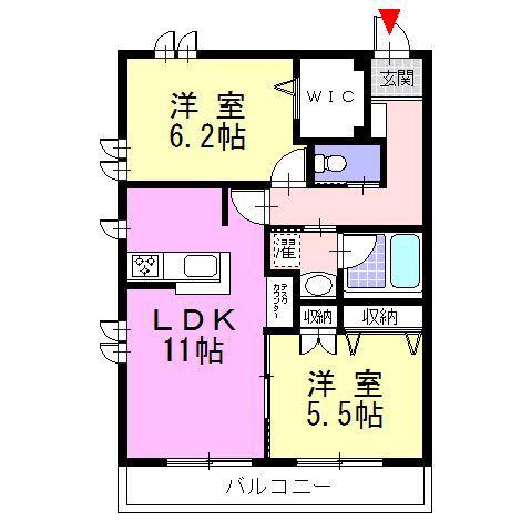 メゾンウエスト(2LDK/2階)の間取り写真