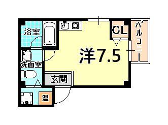 パイン神戸元町(ワンルーム/3階)の間取り写真