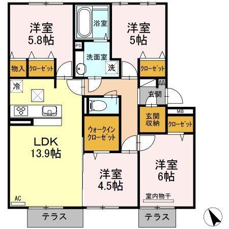 ドリームテュア/クレールシャト クレールシャト(4LDK/3階)の間取り写真