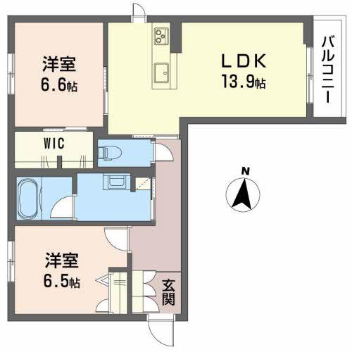 ヴィアソーレ Y(2LDK/3階)の間取り写真
