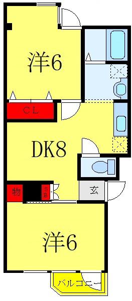 パール仲町マンション(2DK/1階)の間取り写真