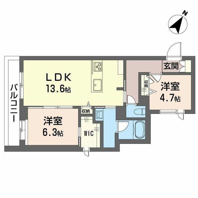 ベルクルー III(2LDK/3階)の間取り写真