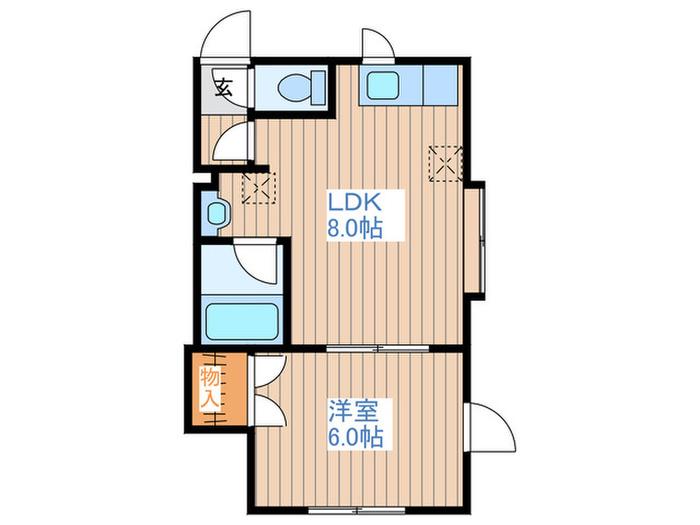エルムパレス(1LDK/2階)の間取り写真