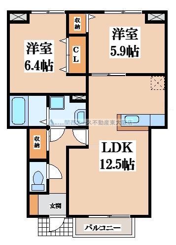 ナイル良(2LDK/1階)の間取り写真