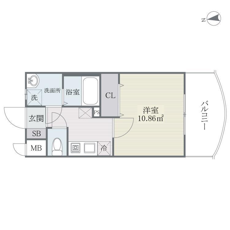 S-FORT姪浜(1K/9階)の間取り写真