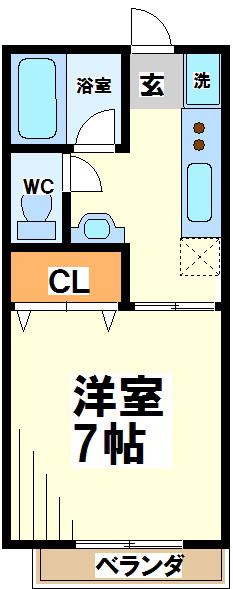 ライズハイツ(1K/2階)の間取り写真
