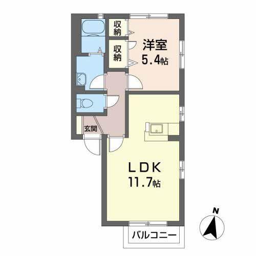 ノースウィング III(1LDK/1階)の間取り写真