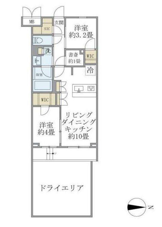 ラペルラ自由が丘2(2LDK/1階)の間取り写真