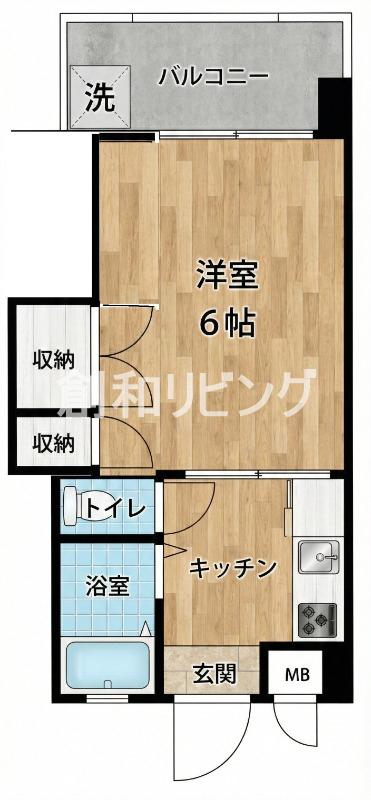 エビスビル(1K/3階)の間取り写真