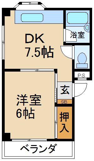大京寿町マンション(1DK/3階)の間取り写真