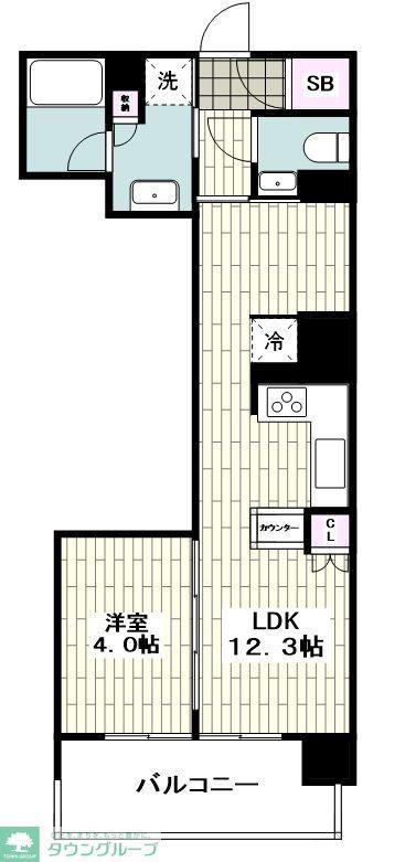 イニシア横浜桜木町(1LDK/10階)の間取り写真
