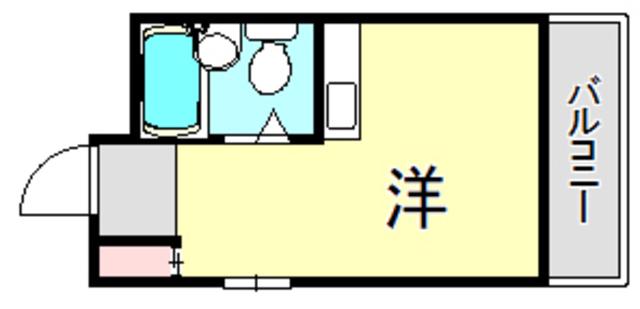 シャトー第9神戸(ワンルーム/1階)の間取り写真