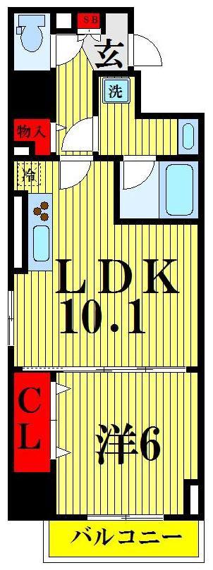 CLAIR(1LDK/6階)の間取り写真