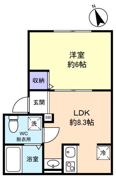 VILLA SOLANAユーカリが丘(1LDK/2階)の間取り写真