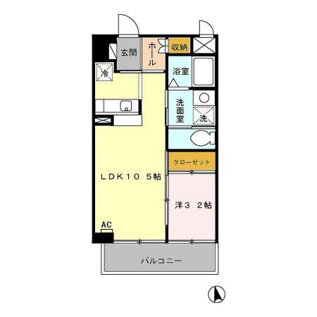 カーサコモダ新舞子A棟(1LDK/3階)の間取り写真