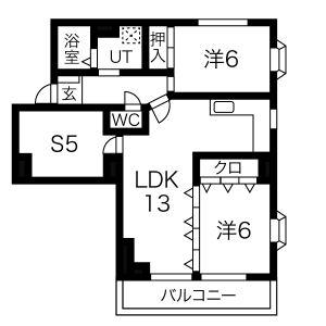 アルファーレジデンス簗瀬(2SLDK/2階)の間取り写真