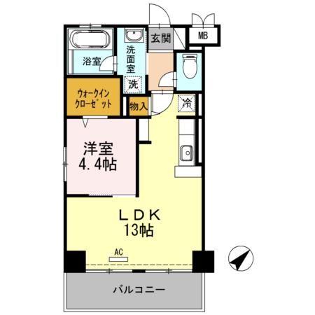 アヴェニール新宮(1LDK/2階)の間取り写真
