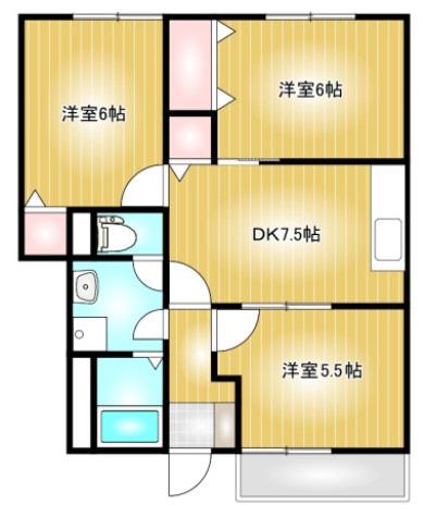 サンシャイン A棟(3DK/1階)の間取り写真