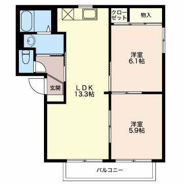 エステートS(2LDK/1階)の間取り写真