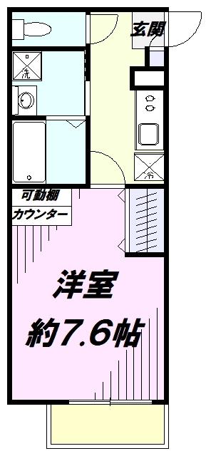 グロースリング新所沢(1K/1階)の間取り写真
