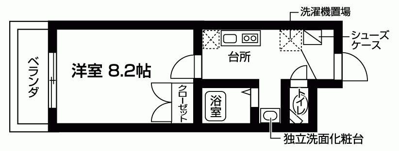 ヴェルデ向ヶ丘(1K/3階)の間取り写真