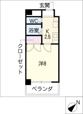 パラダイスヒルズ千種(1K/3階)の間取り写真
