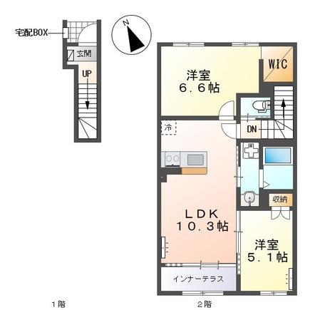 サンビスタ(2LDK/2階)の間取り写真