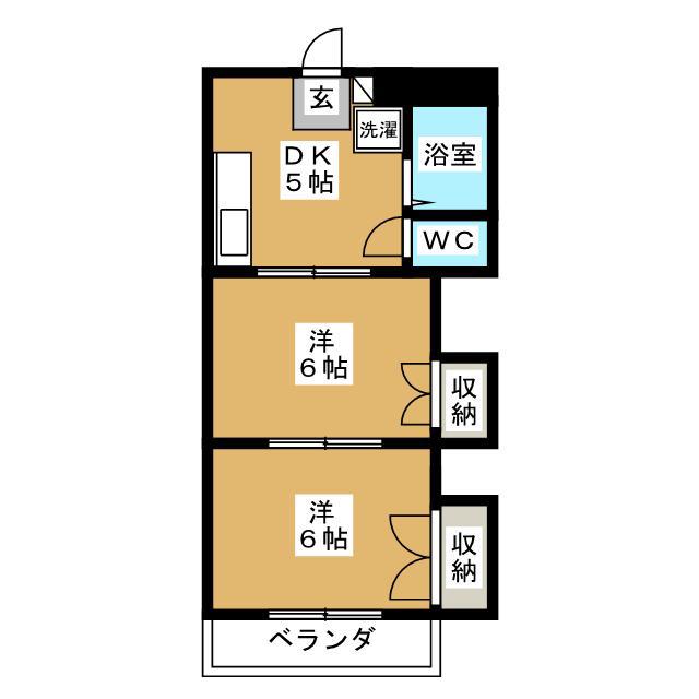 エンゼルハイム(2DK/1階)の間取り写真