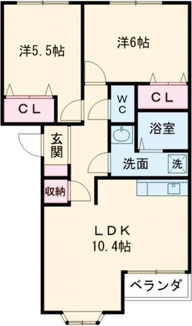 モンシェリー(2LDK/2階)の間取り写真