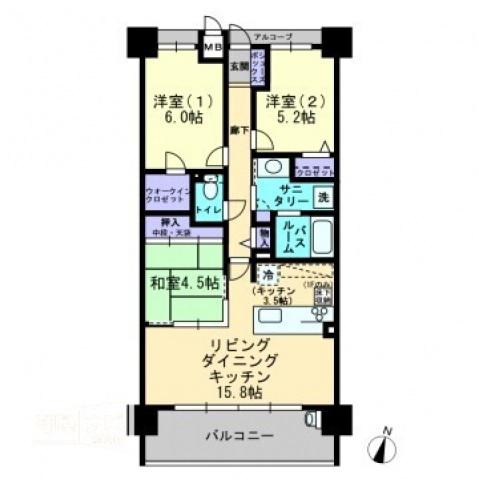 アルファステイツ紫原(3LDK/7階)の間取り写真