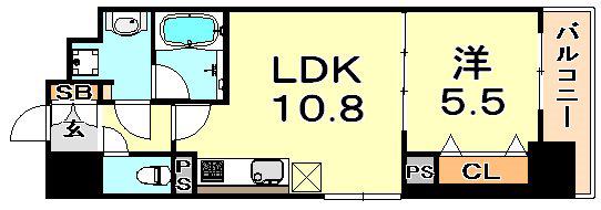 エルイソベ三宮(1LDK/9階)の間取り写真