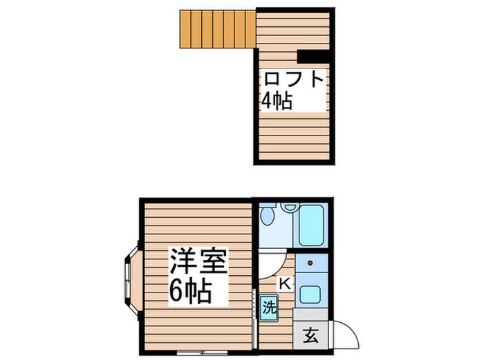 ボビーヒル(1K/2階)の間取り写真
