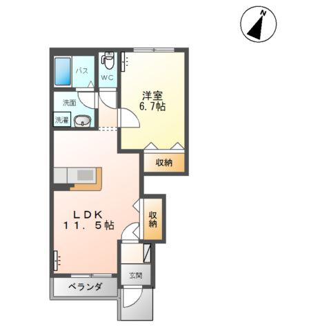 シャトー アトム(1LDK/1階)の間取り写真