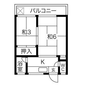 日長荘(2K/2階)の間取り写真